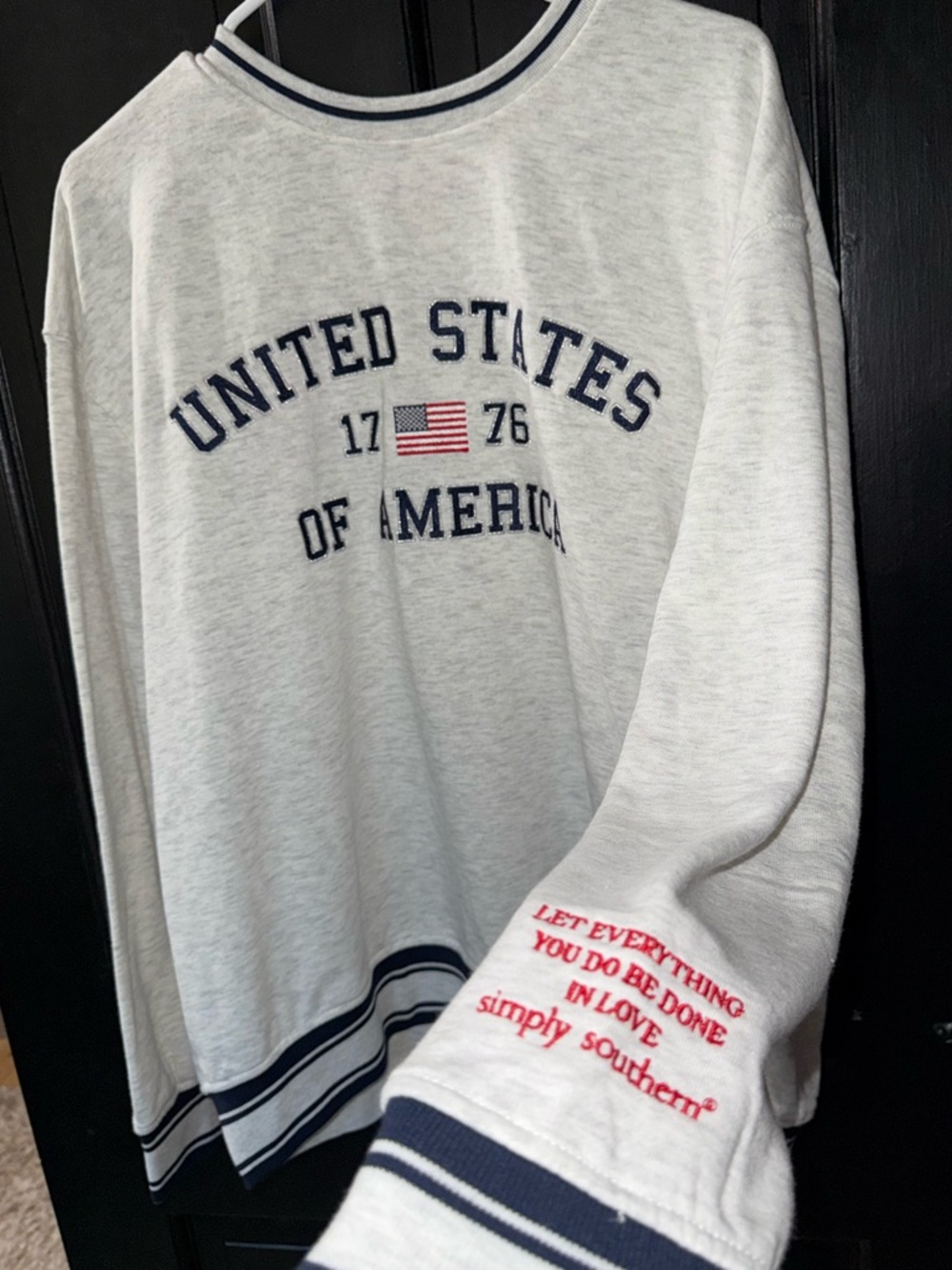 Vintage USA Simply Southern Pullover with Navy Trim